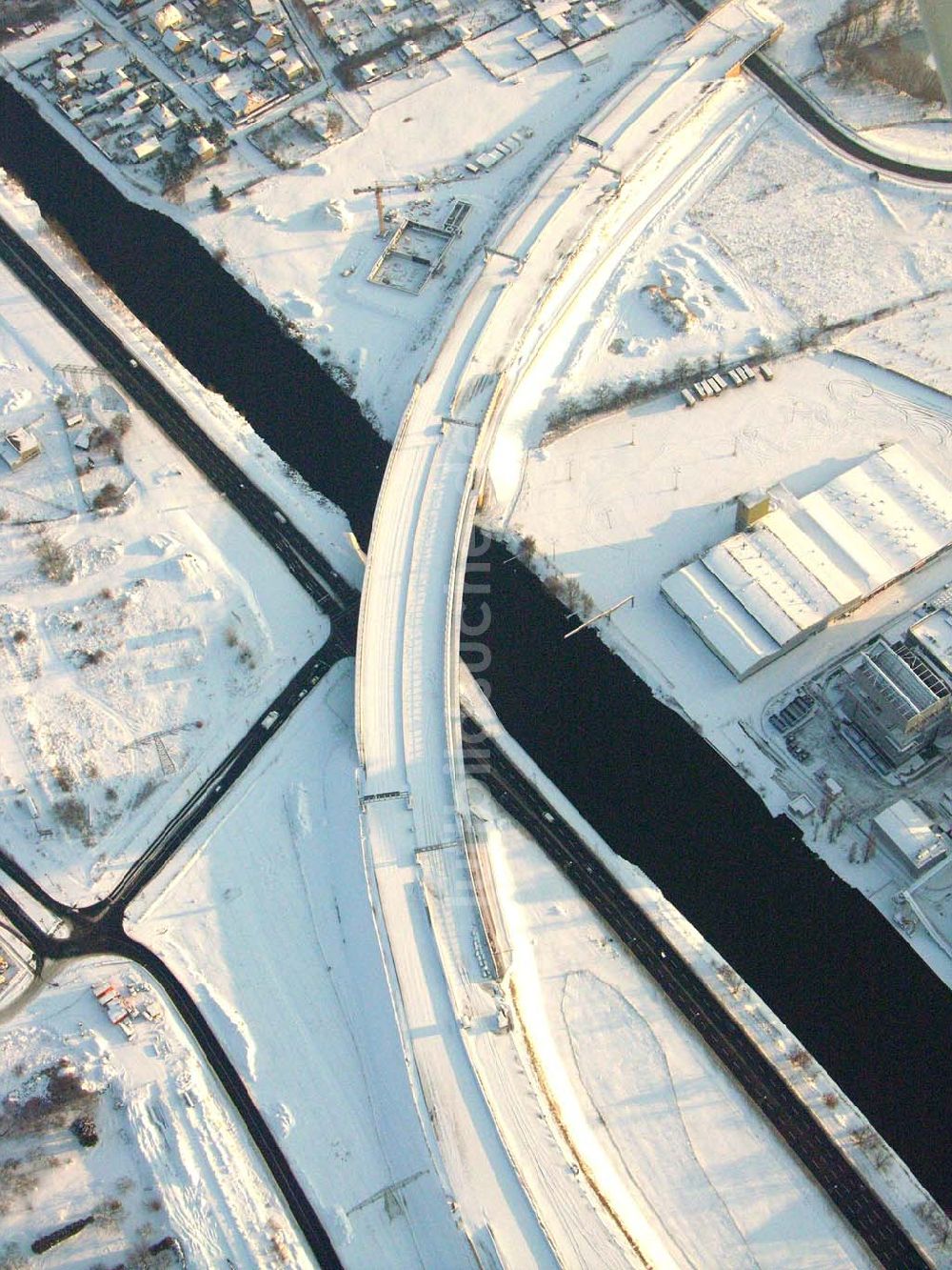 Berlin - Johannisthal von oben - Brückenbau zur Stadtautobahn Johanisthal 30.12.2005