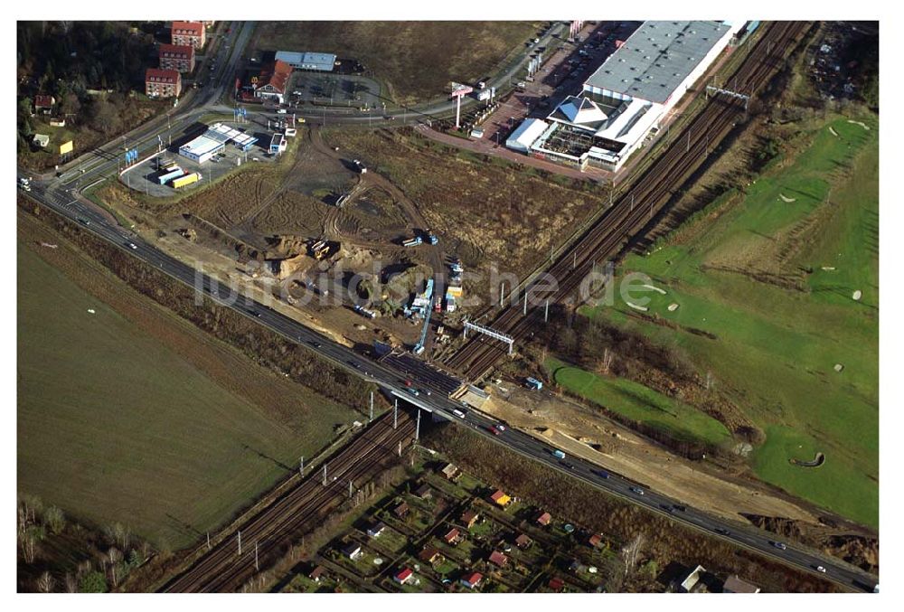 Luftaufnahme Mahlow / Brandenburg - Brückenbau zur Stadtautobahnzufahrt am S-Bahnhof Schönefeld