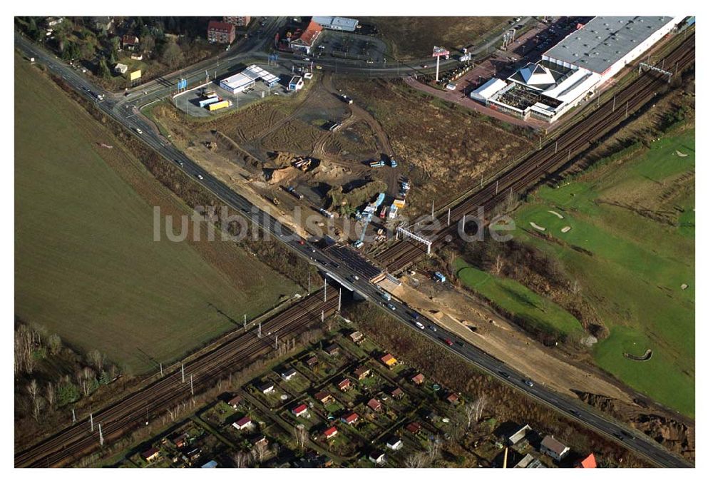 Mahlow / Brandenburg von oben - Brückenbau zur Stadtautobahnzufahrt am S-Bahnhof Schönefeld