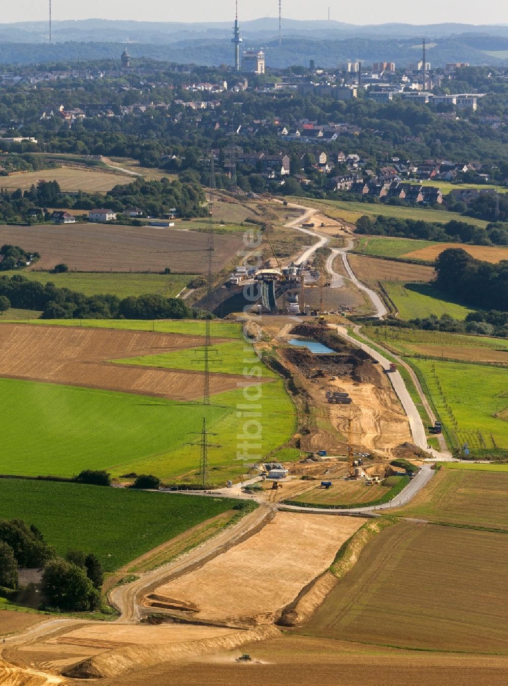 Heiligenhaus von oben - Brückenbaustelle Gansland bei Heiligenhaus im Bundesland Nordrhein-Westfalen