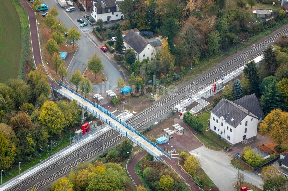 Luftbild Bönen - Brückenbauwerk am Bahnhof Nordbögge in Bönen im Bundesland Nordrhein-Westfalen, Deutschland