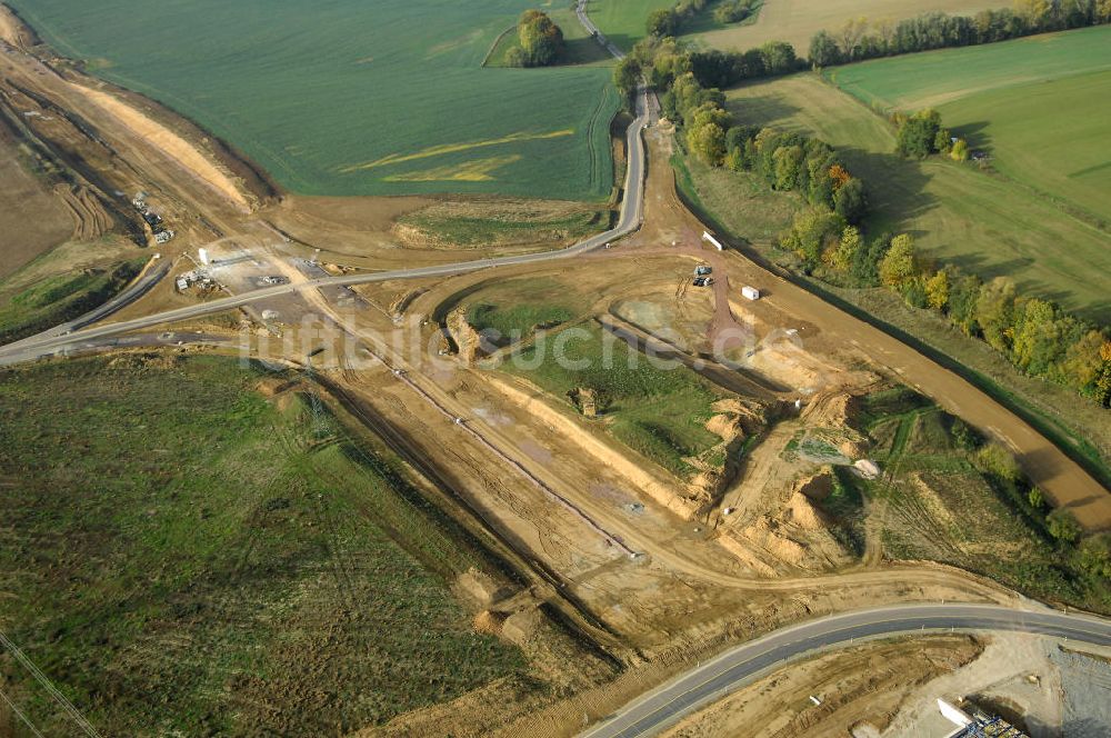 Luftbild Großenlupnitz - Brückenmontage an der B84 bei Großenlupnitz im Rahmen der BAB A 4 - Umfahrung Hörselberge in Thüringen bei Eisenach