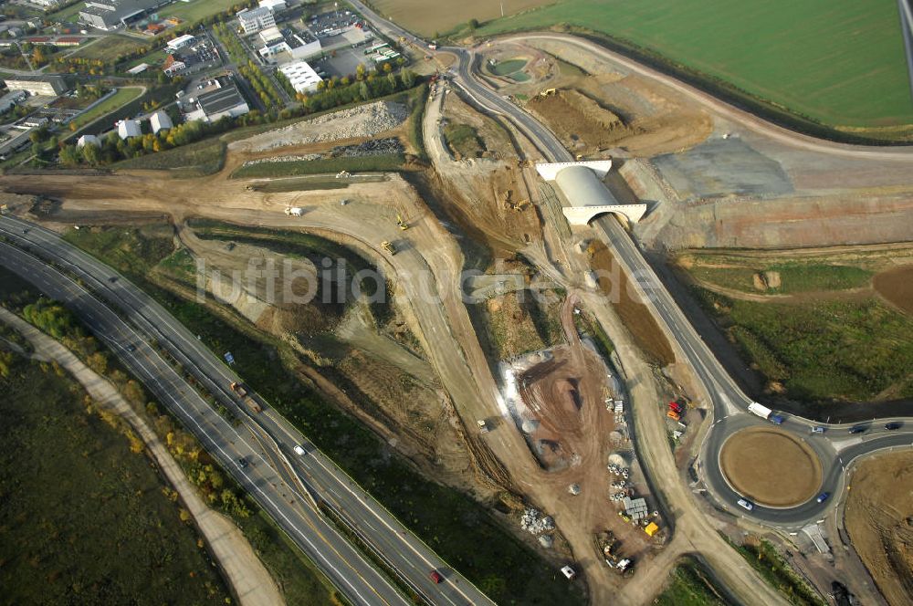 Luftbild Deubachshof - Brückenmontage an der B84 bei Großenlupnitz im Rahmen der BAB A 4 - Umfahrung Hörselberge in Thüringen bei Eisenach