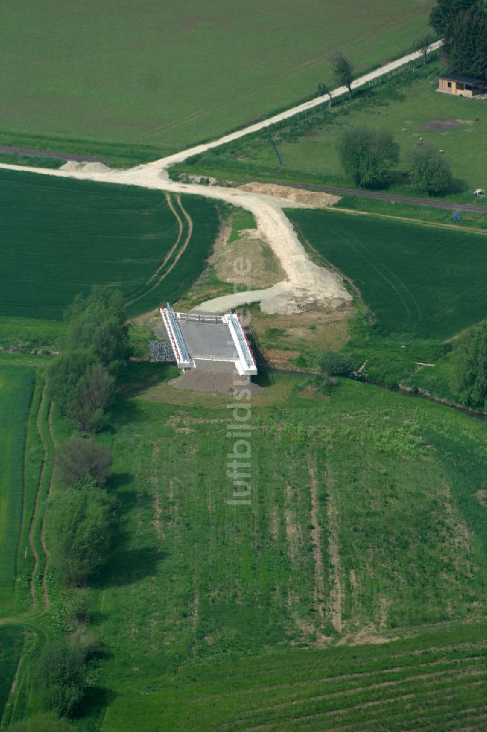 Sebexen von oben - Brückenneubau an der Ortsumgehung Sebexen - Osterbruch in Niedersachsen