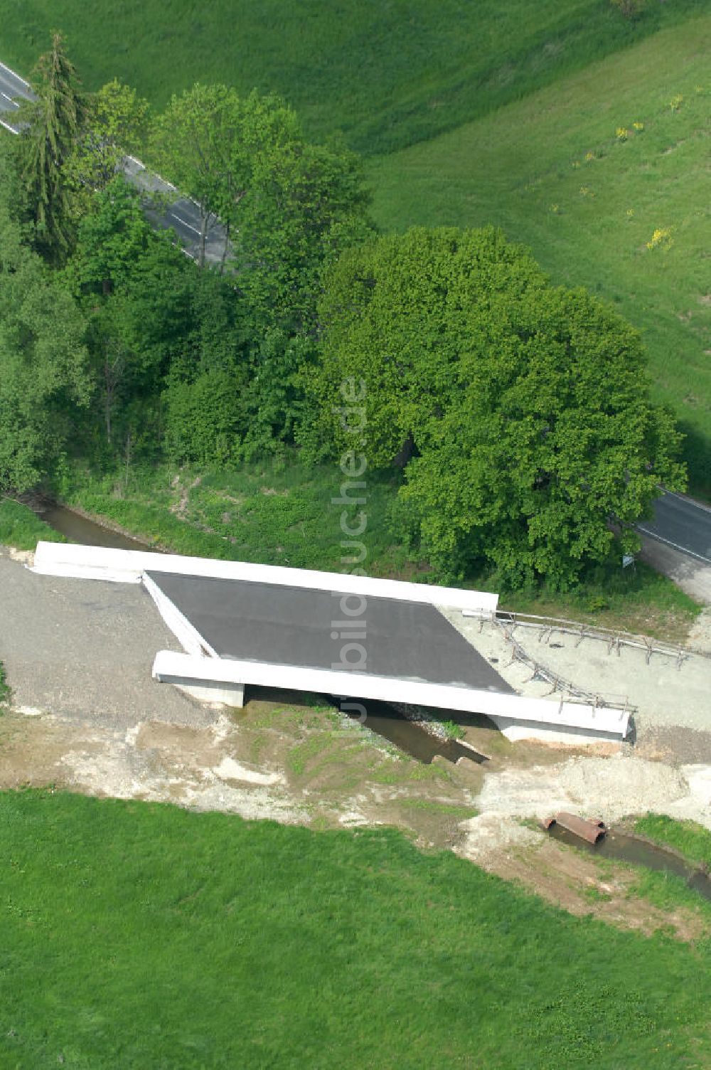 Sebexen von oben - Brückenneubau an der Ortsumgehung Sebexen - Osterbruch in Niedersachsen