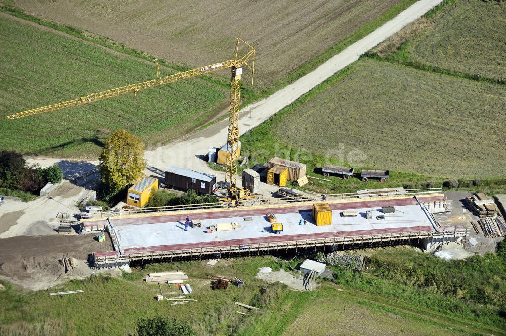 Luftbild Sebexen - Brückenneubau an der Ortsumgehung Sebexen - Osterbruch in Niedersachsen