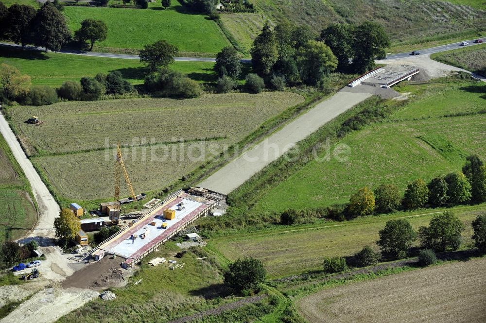 Luftaufnahme Sebexen - Brückenneubau an der Ortsumgehung Sebexen - Osterbruch in Niedersachsen