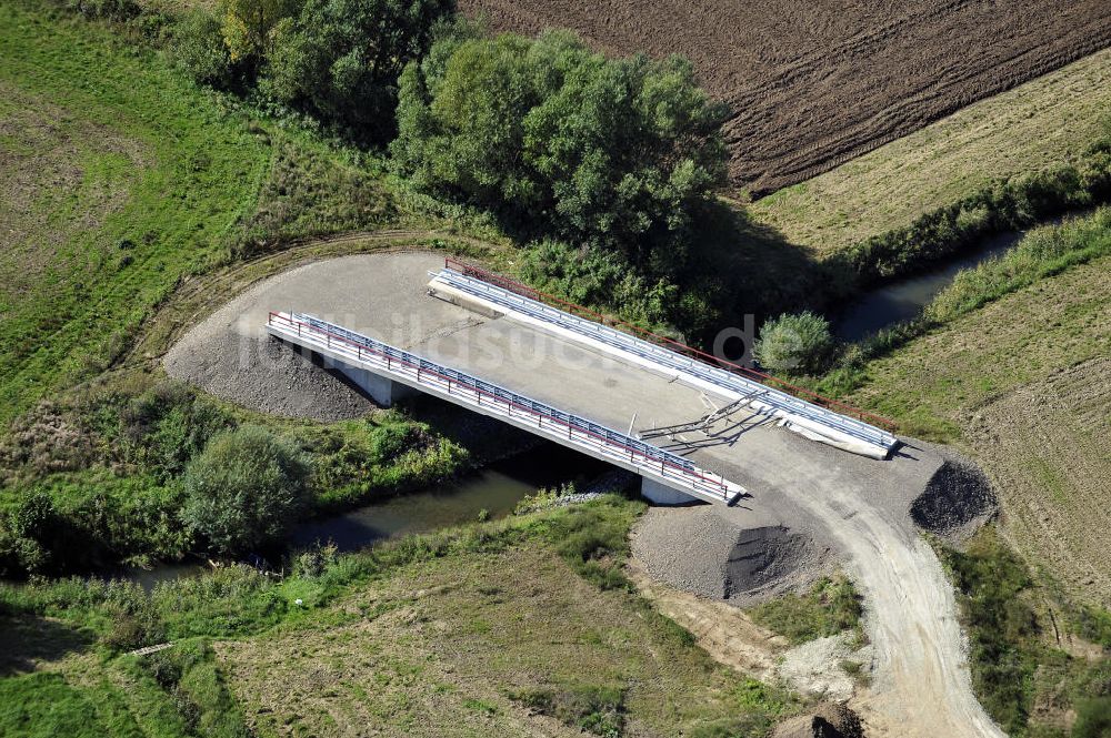 Sebexen von oben - Brückenneubau an der Ortsumgehung Sebexen - Osterbruch in Niedersachsen