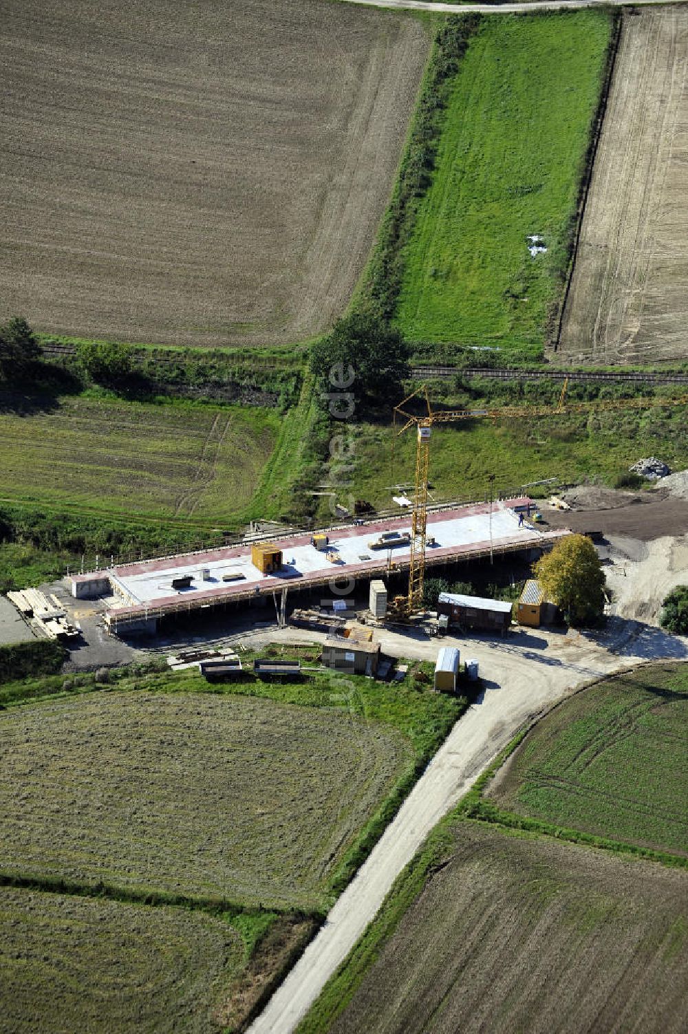 Luftbild Sebexen - Brückenneubau an der Ortsumgehung Sebexen - Osterbruch in Niedersachsen