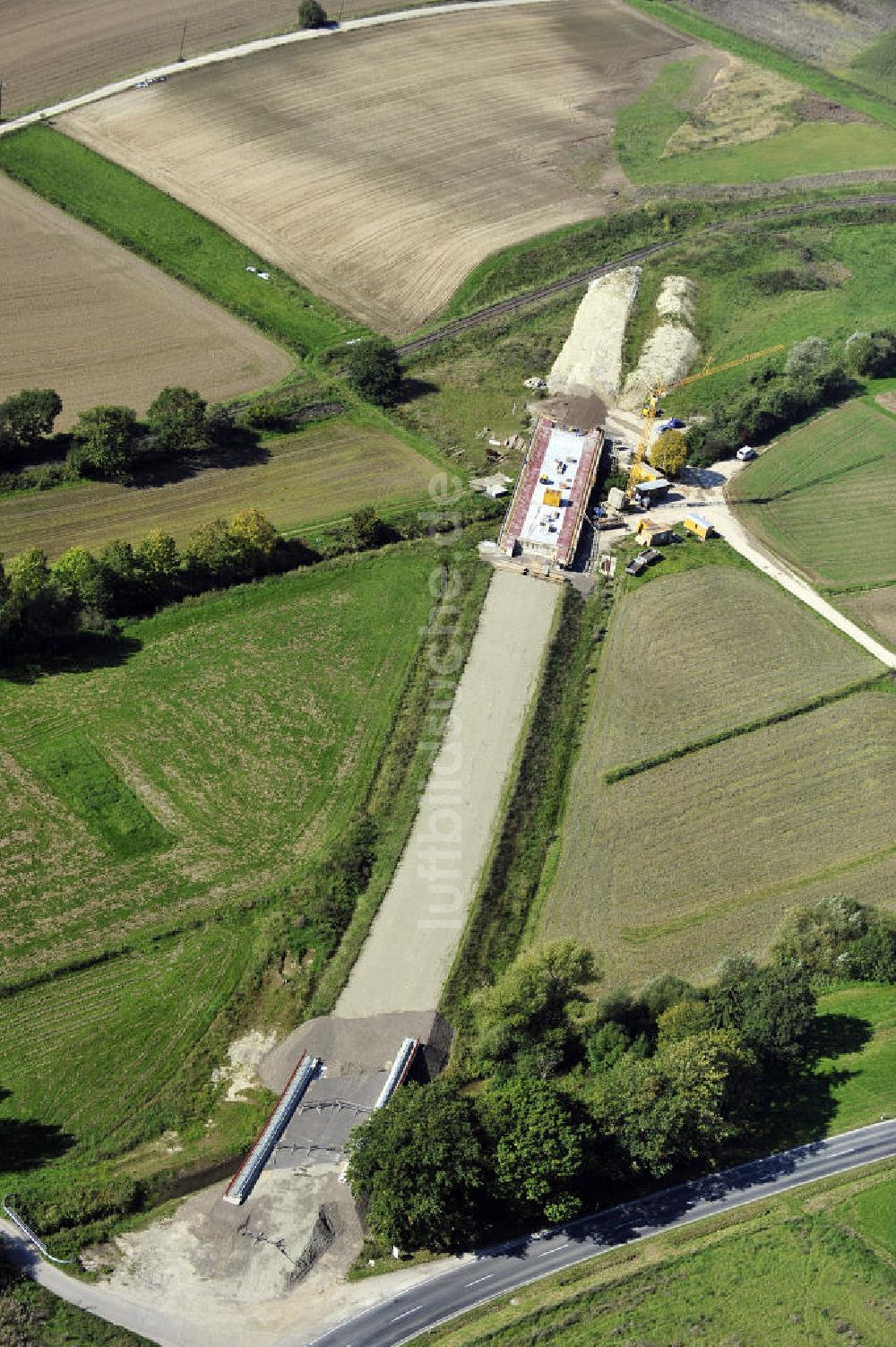 Luftaufnahme Sebexen - Brückenneubau an der Ortsumgehung Sebexen - Osterbruch in Niedersachsen