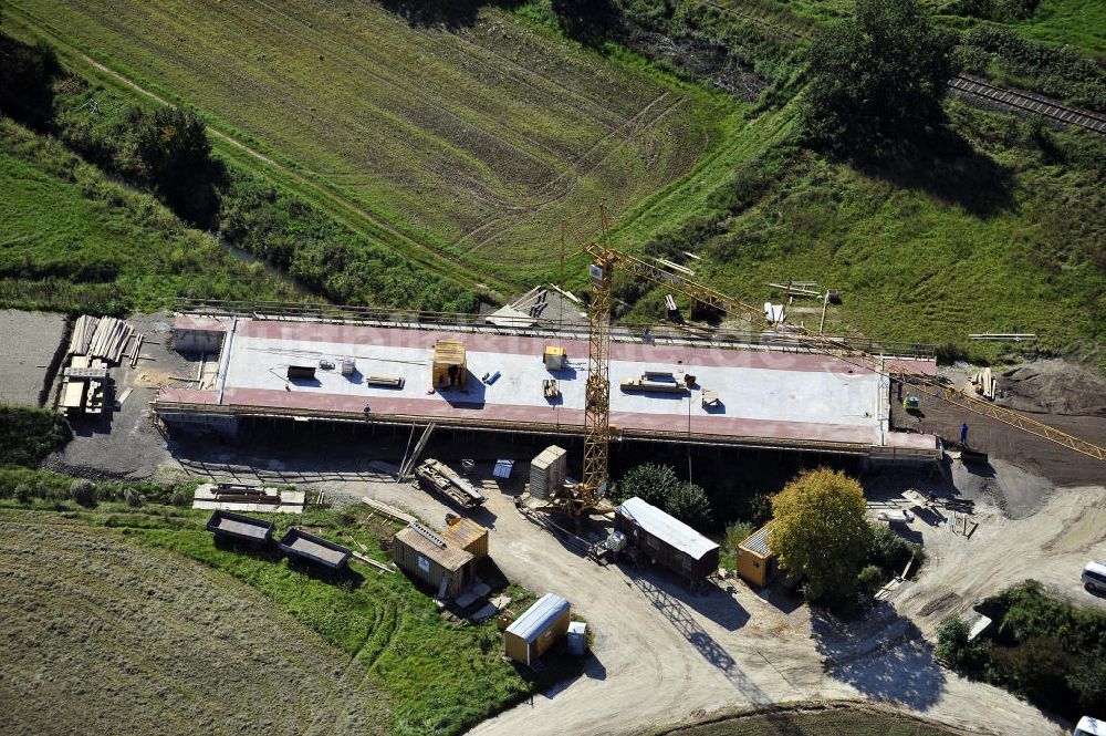 Sebexen von oben - Brückenneubau an der Ortsumgehung Sebexen - Osterbruch in Niedersachsen