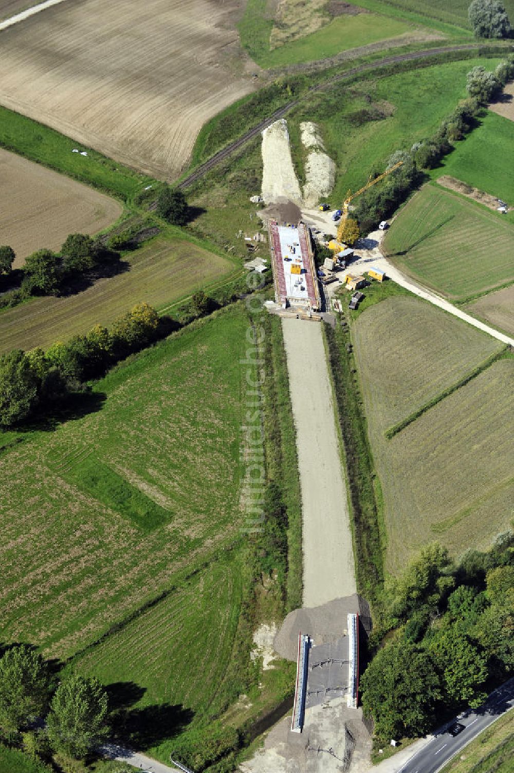 Luftbild Sebexen - Brückenneubau an der Ortsumgehung Sebexen - Osterbruch in Niedersachsen