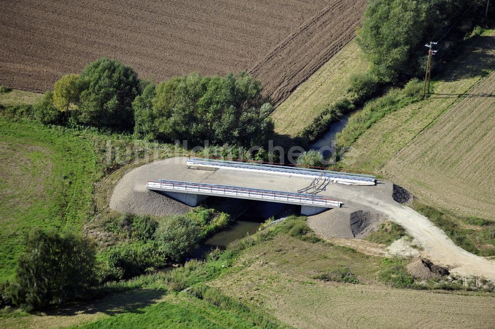 Sebexen von oben - Brückenneubau an der Ortsumgehung Sebexen - Osterbruch in Niedersachsen