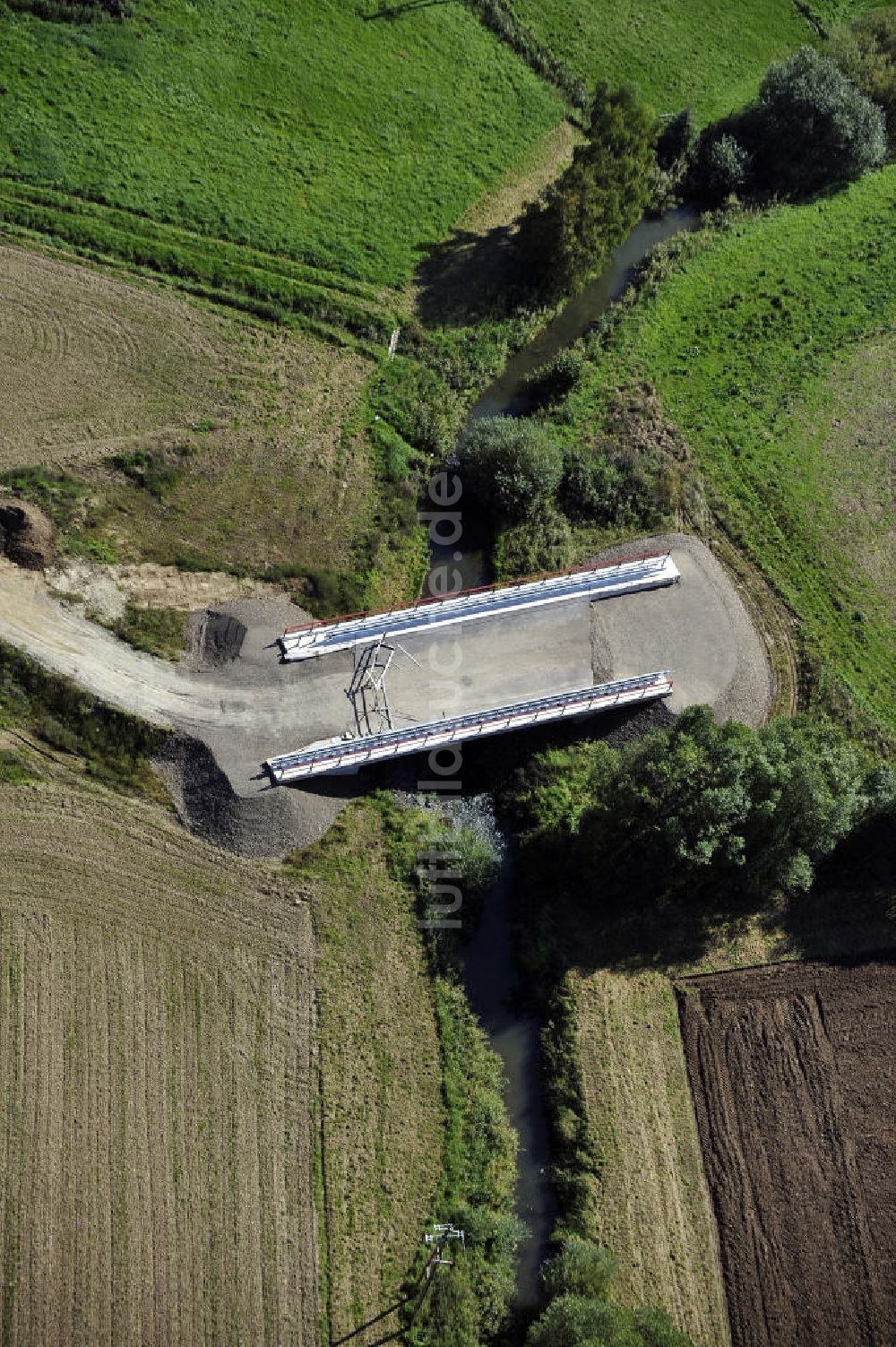 Luftbild Sebexen - Brückenneubau an der Ortsumgehung Sebexen - Osterbruch in Niedersachsen