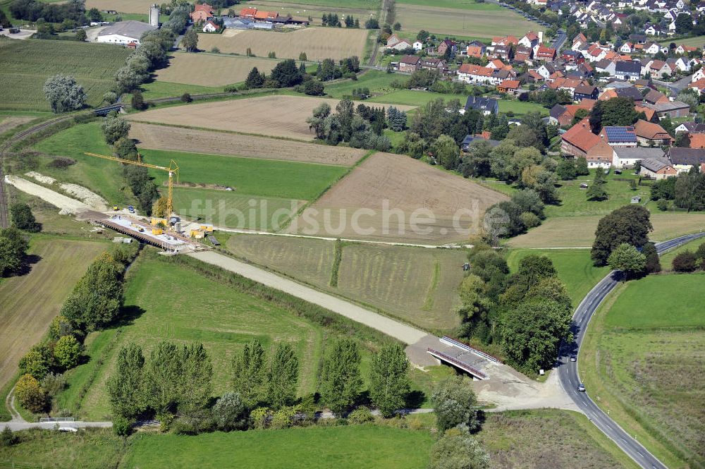 Sebexen von oben - Brückenneubau an der Ortsumgehung Sebexen - Osterbruch in Niedersachsen