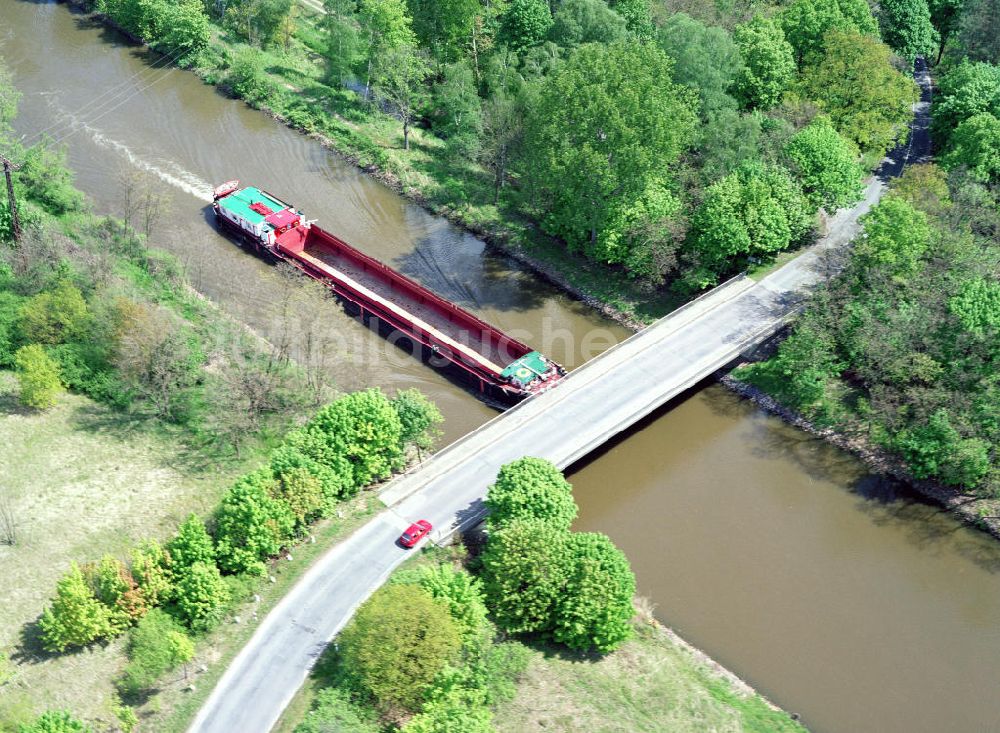 Luftaufnahme Zerben / Sachsen-Anhalt - Brückenneubau westlich der Schleuse Zerben am Elbe-Havel-Kanal. Ein Projekt des Wasserstraßenneubauamtes Magdeburg