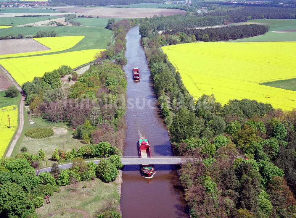 Zerben / Sachsen-Anhalt von oben - Brückenneubau westlich der Schleuse Zerben am Elbe-Havel-Kanal. Ein Projekt des Wasserstraßenneubauamtes Magdeburg