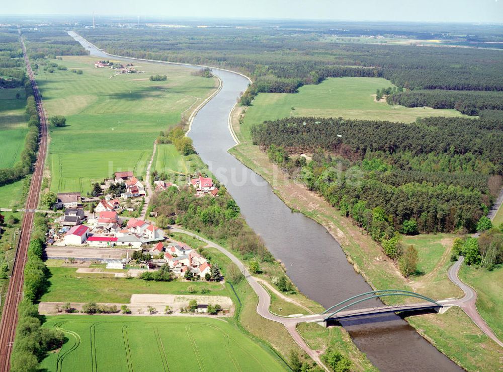 Luftbild Wusterwitz / BRB - Brückenneubau westlich von Wusterwitz am Elbe-Havel-Kanal im Rahmen von Ausgleichs- und Ersatzmaßnahmen am Wasserstraßenkreuz Magdeburg / Elbe-Havel-Kanal