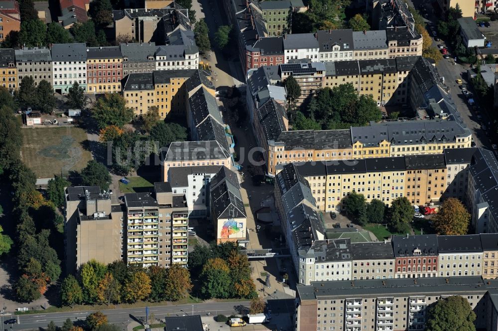 Luftbild Chemnitz - Brühl - Viertel im Norden der Innenstadt in Chemnitz in Sachsen