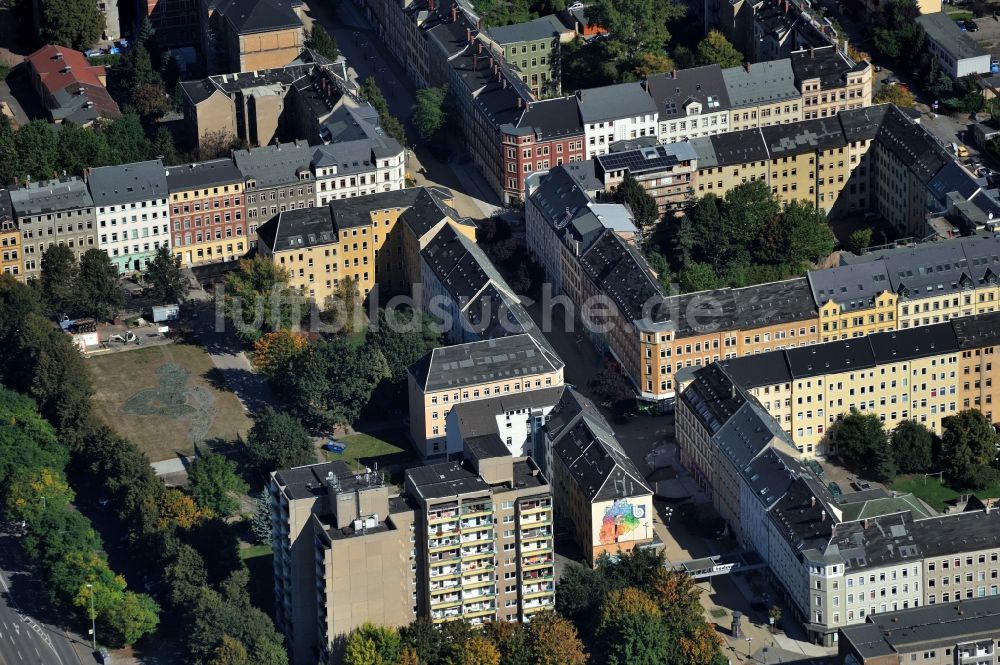 Luftaufnahme Chemnitz - Brühl - Viertel im Norden der Innenstadt in Chemnitz in Sachsen