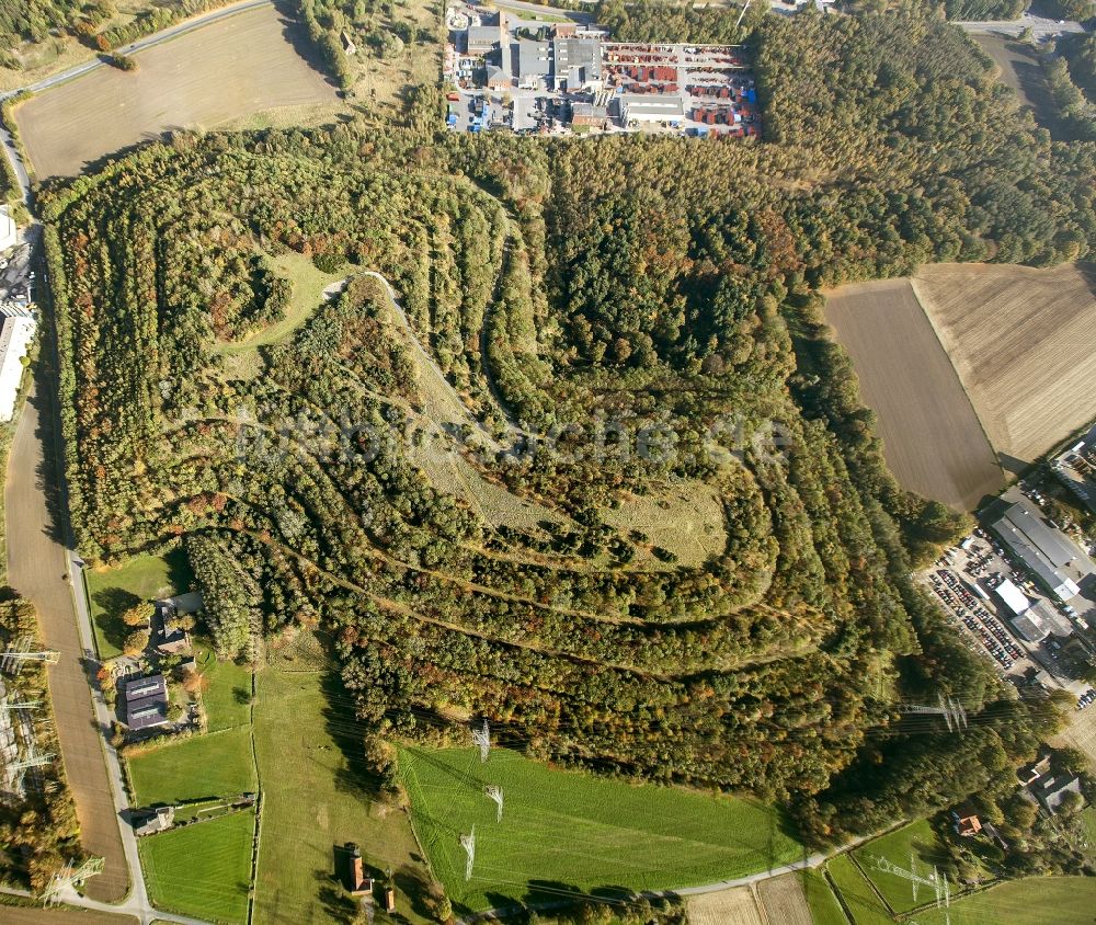 Luftbild Marl - Brillenform bewaldete Abraumhalde bei Marl im Bundesland Nordrhein-Westfalen