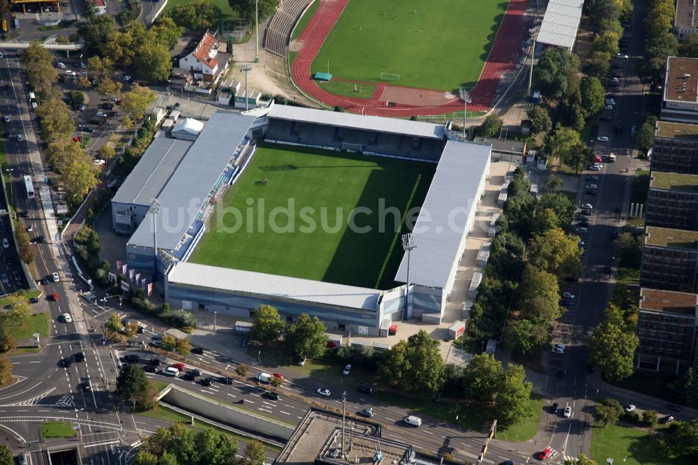 Luftaufnahme Wiesbaden - Brita-Arena - Stadion des Fussballvereins SV Wehen in Wiesbaden im Bundesland Hessen