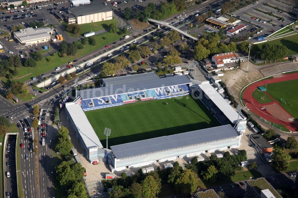 Luftbild Wiesbaden - Brita-Arena - Stadion des Fussballvereins SV Wehen in Wiesbaden im Bundesland Hessen