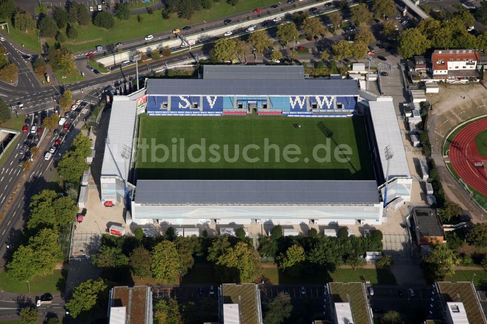 Luftbild Wiesbaden - Brita-Arena - Stadion des Fussballvereins SV Wehen in Wiesbaden im Bundesland Hessen