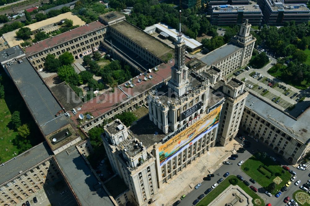 Bukarest von oben - Büro- und Geschäfthaus- Gebäudekomplex House of Free Press in Bukarest in Rumänien