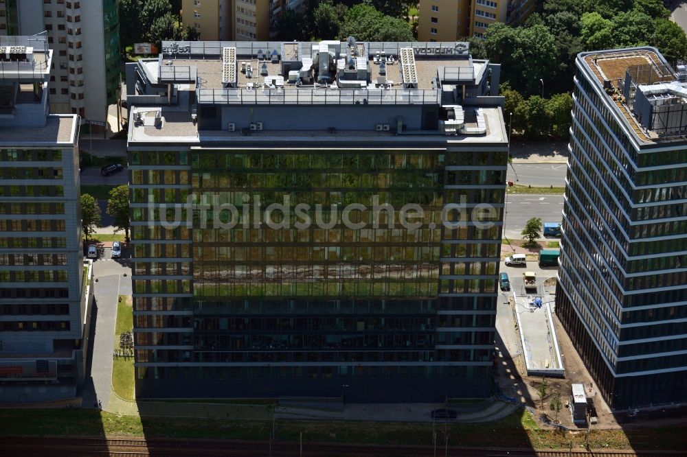 Warschau Ochota aus der Vogelperspektive: Büro- und Geschäfthaus- Gebäudekomplex Nimbus , Equator und Brama Zachodnia im Stadtteil Ochota in Warschau in Polen