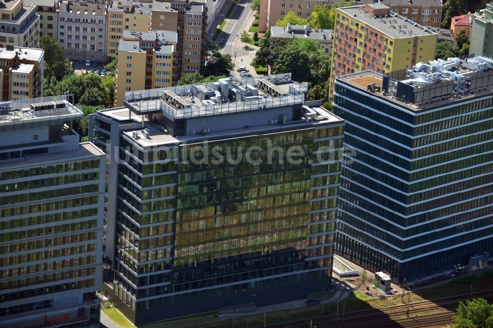 Warschau Ochota aus der Vogelperspektive: Büro- und Geschäfthaus- Gebäudekomplex Nimbus , Equator und Brama Zachodnia im Stadtteil Ochota in Warschau in Polen