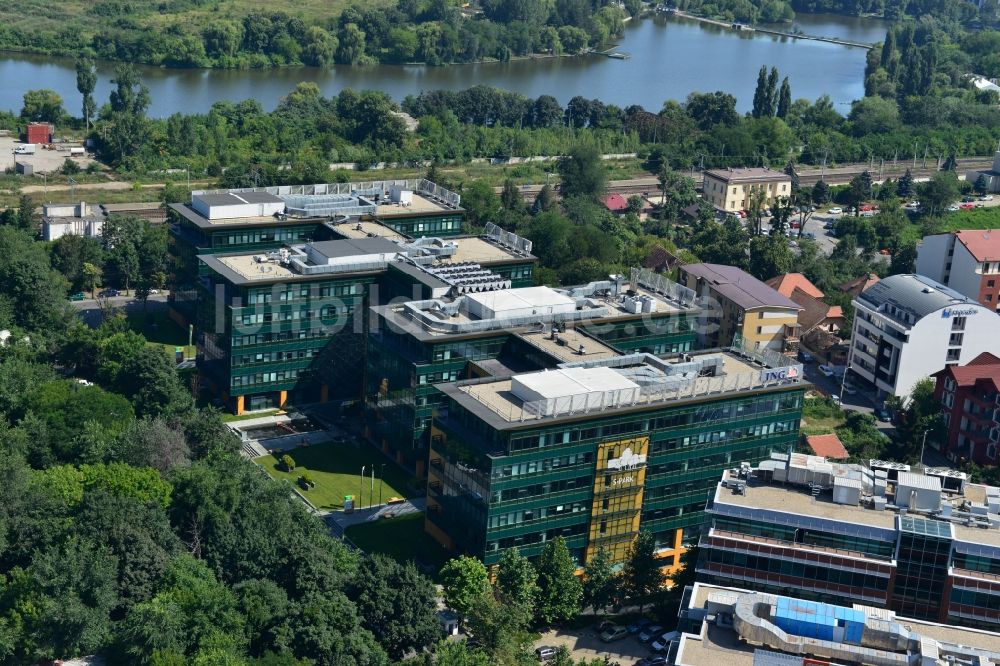 Luftbild Bukarest - Büro- und Geschäfthaus- Gebäudekomplex S-Park in Bukarest in Rumänien