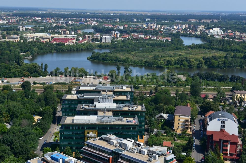 Bukarest von oben - Büro- und Geschäfthaus- Gebäudekomplex S-Park in Bukarest in Rumänien