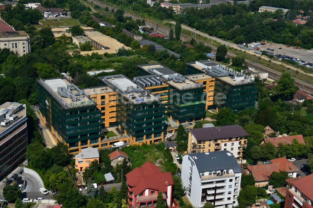 Bukarest von oben - Büro- und Geschäfthaus- Gebäudekomplex S-Park in Bukarest in Rumänien