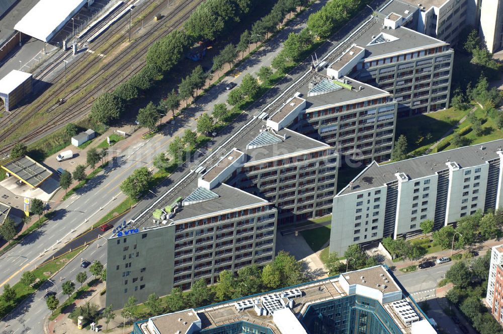 Hamburg von oben - Büro- und Geschäftsgebäude an der Amsinckstr. 57-61 Ecke Nagelsweg 34 in Hamburg Hammerbrook