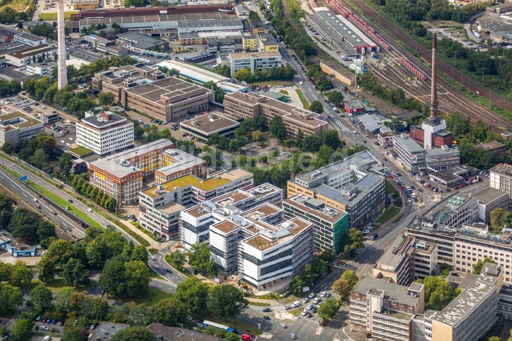 Luftaufnahme Essen - Büro- und Geschäftshaus- Ensemble Europa- Center in Essen im Bundesland Nordrhein-Westfalen - NRW, Deutschland