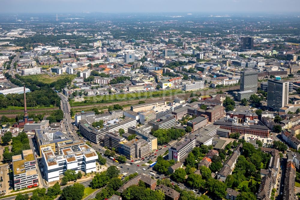 Luftaufnahme Essen - Büro- und Geschäftshaus- Ensemble EUROPA-CENTER an der Kruppstraße in Essen im Bundesland Nordrhein-Westfalen, Deutschland