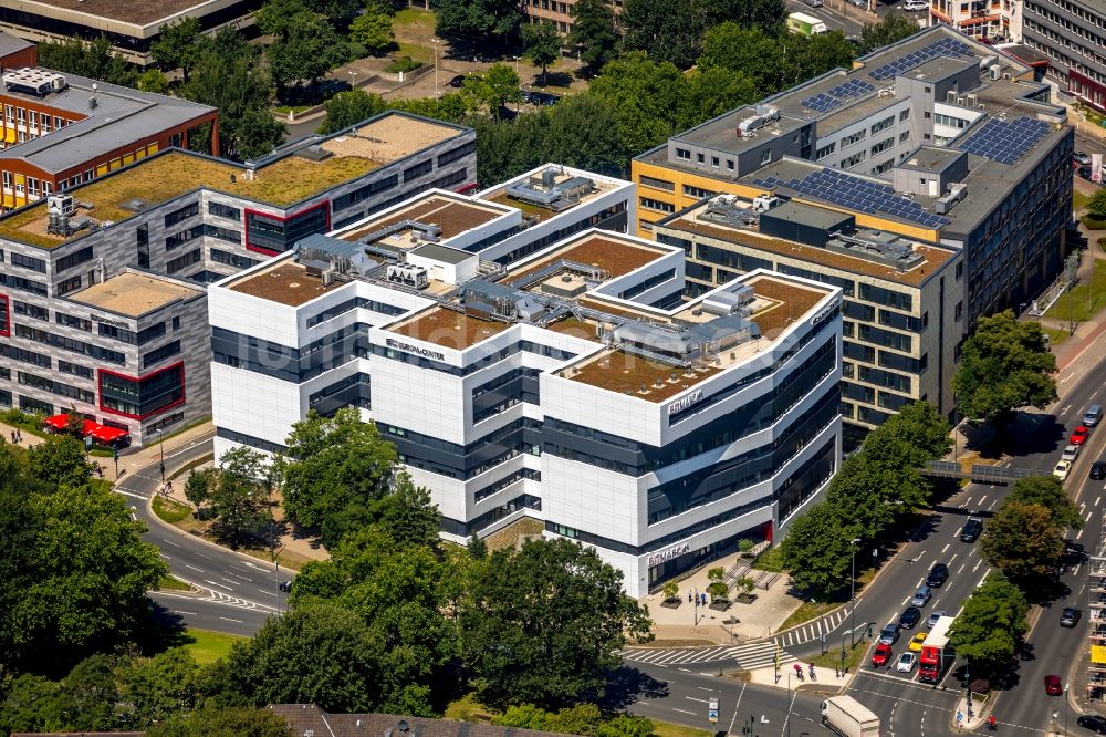 Essen von oben - Büro- und Geschäftshaus- Ensemble EUROPA-CENTER an der Kruppstraße in Essen im Bundesland Nordrhein-Westfalen, Deutschland