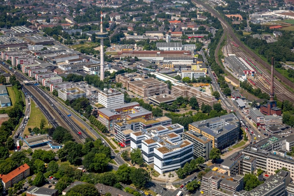 Luftaufnahme Essen - Büro- und Geschäftshaus- Ensemble EUROPA-CENTER an der Kruppstraße in Essen im Bundesland Nordrhein-Westfalen, Deutschland