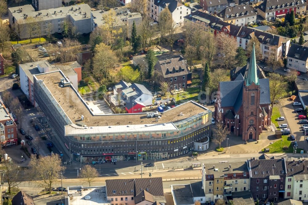 Luftaufnahme Bochum - Büro- und Geschäftshaus- Ensemble Lutherhaus an der Wittener Straße in Bochum im Bundesland Nordrhein-Westfalen, Deutschland