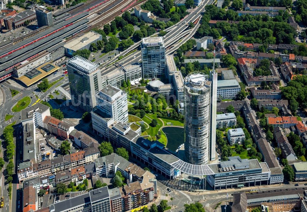 Essen von oben - Büro- und Geschäftshaus- Ensemble der neuen Konzernzentrale der DB Schenker AG in Essen im Bundesland Nordrhein-Westfalen