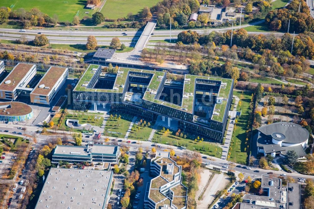 Luftbild München - Büro- und Geschäftshaus- Ensemble 88north an der Riesstraße im Ortsteil Moosach in München im Bundesland Bayern, Deutschland