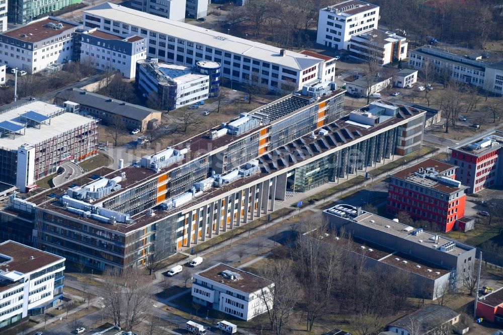 Luftbild Berlin - Büro- und Geschäftshaus- Ensemble der Scienion AG an der Volmerstraße im Ortsteil Johannesthal in Berlin, Deutschland