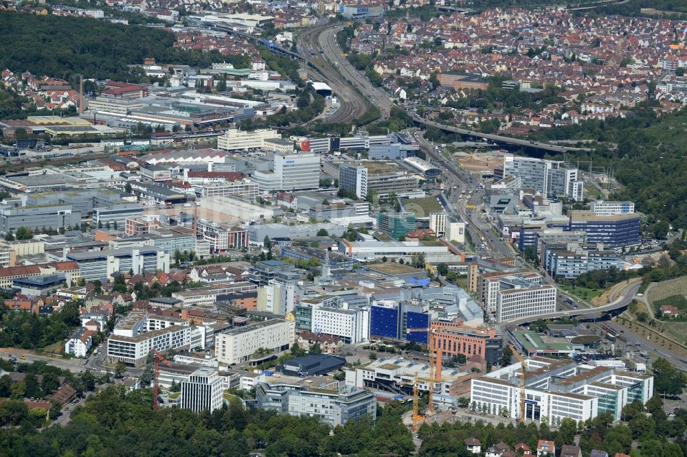 Luftaufnahme Stuttgart - Büro- und Geschäftshaus- Ensemble Siemensstraße im Ortsteil Feuerbach in Stuttgart im Bundesland Baden-Württemberg