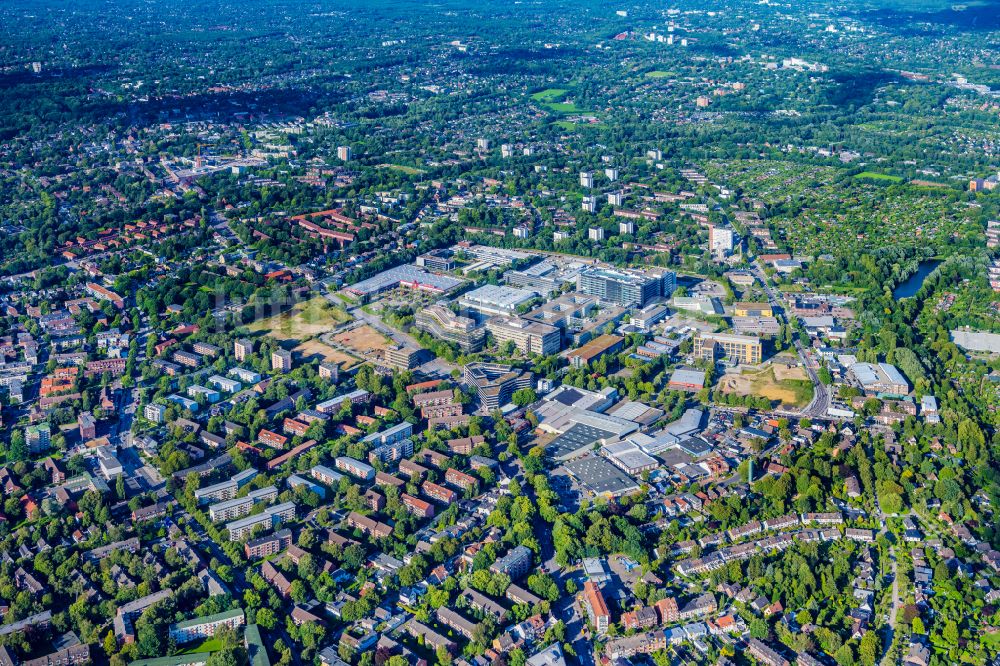 Hamburg aus der Vogelperspektive: Büro- und Geschäftshaus- Ensemble an der Werner-Otto-Straße in Hamburg, Deutschland