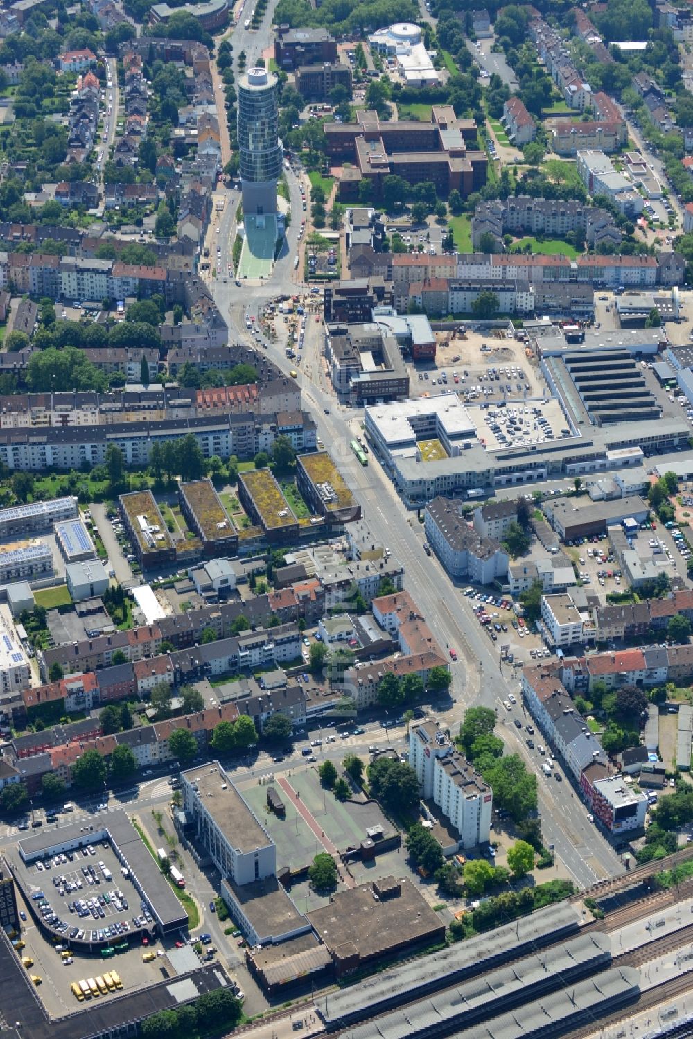 Luftaufnahme Bochum - Büro- und Geschäftshaus an der Ferdinandstraße 13 am Buddenbergplatz in Bochum im Bundesland Nordrhein-Westfalen