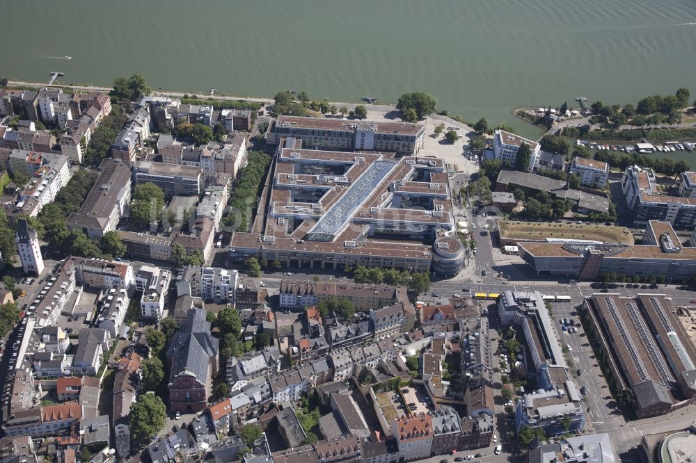 Mainz von oben - Büro-und Geschäftshaus Fort Malakoff Park in Mainz im Bundesland Rheinland-Pfalz