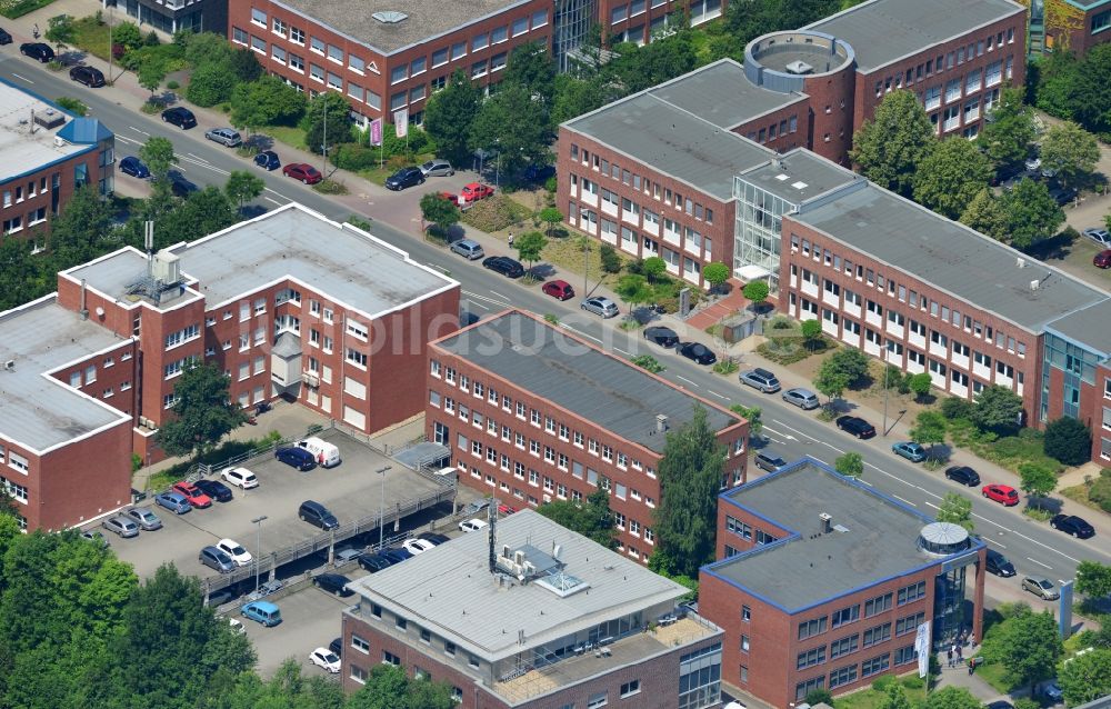 Dortmund von oben - Büro- und Geschäftshaus an der Otto-Hahn-Straße im Stadtteil Barop von Dortmund im Bundesland Nordrhein-Westfalen