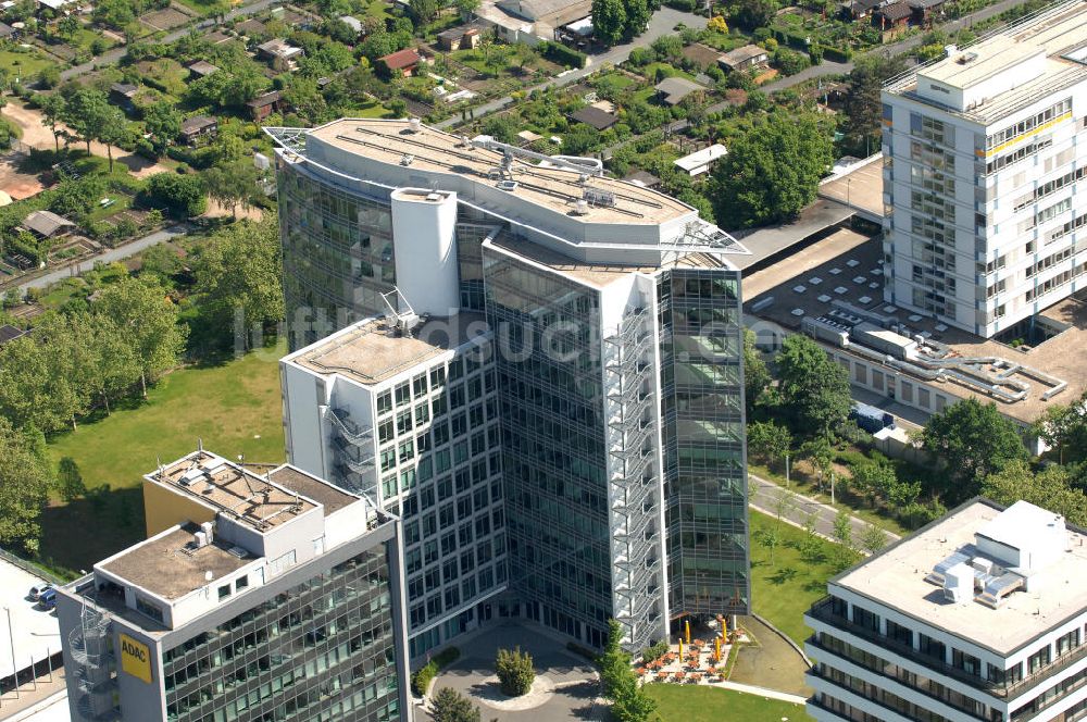 Frankfurt am Main von oben - Büro- und Geschäftshaus Sigma an der Lyoner Straße in Frankfurt-Niederrad