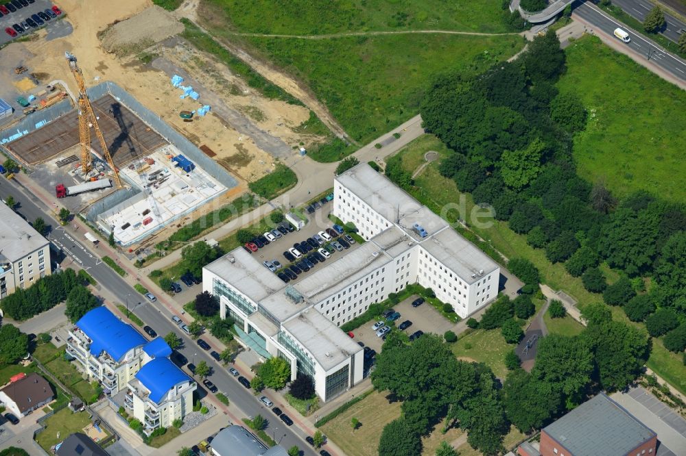 Luftbild Dortmund - Büro- und Geschäftshaus an der Stockumer Allee / Tiranaweg im Stadtteil Schüren-Neu von Dortmund im Bundesland Nordrhein-Westfalen